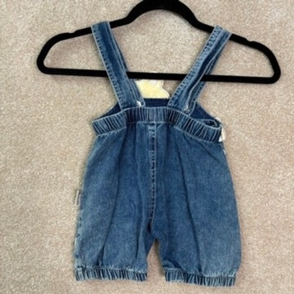 VINTAGE MONAROSETTA Overalls 12M 12 Months Blue Polka Dot Bear Denim Romper - Picture 5 of 6